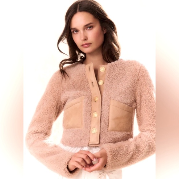 NWT LoveShackFancy Lully Faux Shearling Jacket in Honey. Size XXL. - Picture 12 of 16